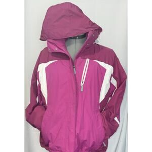 LL BEAN Winter Coat Pink Women’s Hooded Ski Snow Jacket Insulated Size Large
